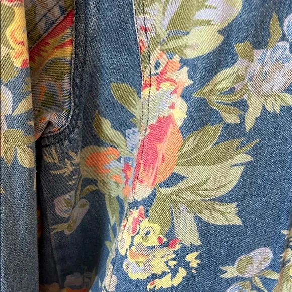 Susan Graver Floral Jean Jacket - Blue and Multicolor - Picture 7 of 8